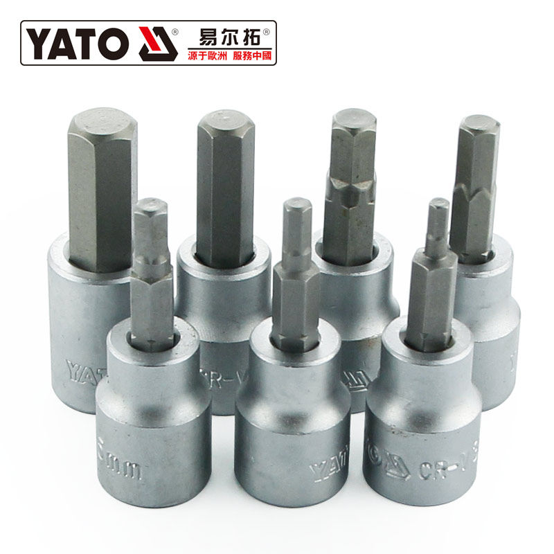 YATO易尔拓螺丝套筒六角米字批套头扳手工具3/8旋具套筒批头