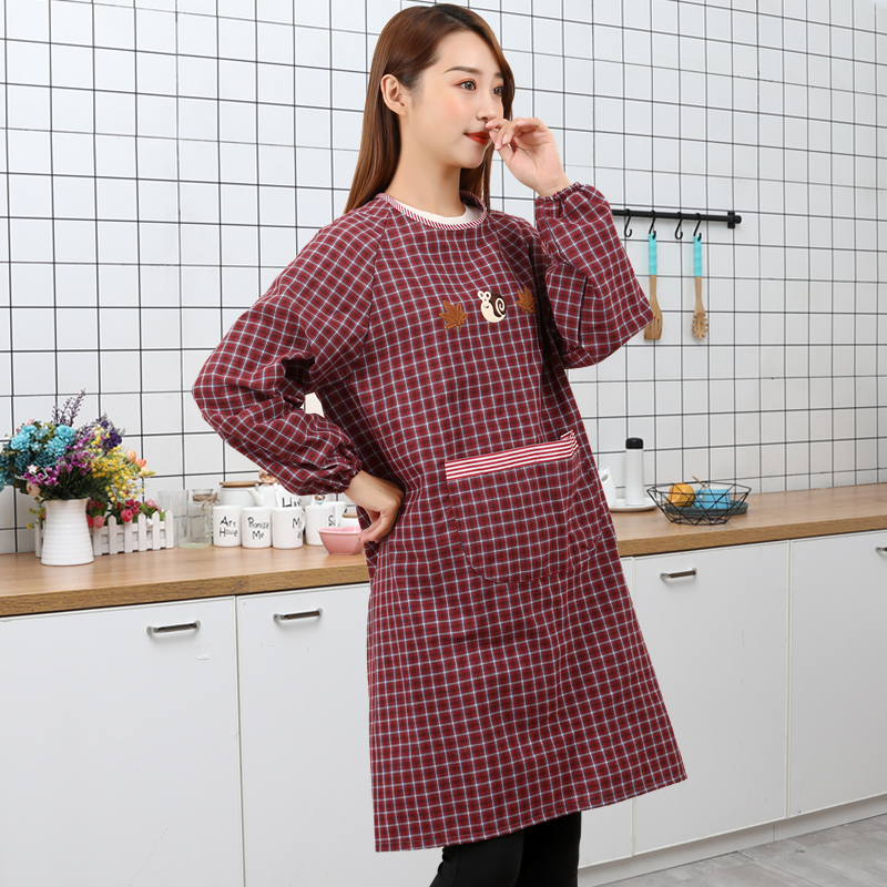 男女可爱时尚厨房家用长袖围裙 烧菜防水防油工作服 大人纯棉罩衣,家庭/个人清洁工具,围裙,淘宝优惠券,粉丝福利购,淘宝优惠卷