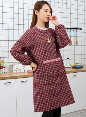 男女时尚家用大人纯棉长袖围裙