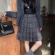 格子毛呢半身裙大码 高个子秋冬高腰裙配毛衣a字裙学院风百褶中裙