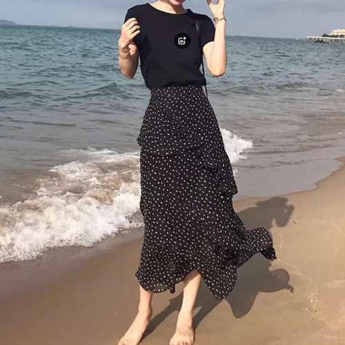 不规则碎花半身裙女夏季大码