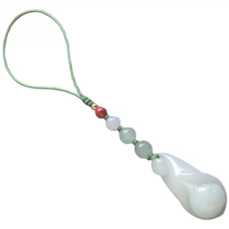 翡翠玉兰花短款精致手机挂饰挂件绳手编玉石U盘包包吊坠新品男女,珠宝/钻石/翡翠,其他,淘宝优惠券,粉丝福利购,淘宝优惠卷