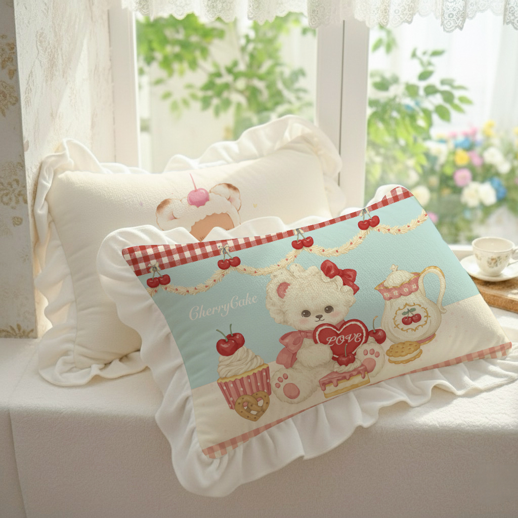 卡通原创牛奶绒枕套萌宠花边加厚双面加绒腰靠枕头芯套皮单双人