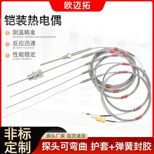 K型铠装热电偶WRNK-191探针温度传感器PT100/E/J热电阻探头高精度