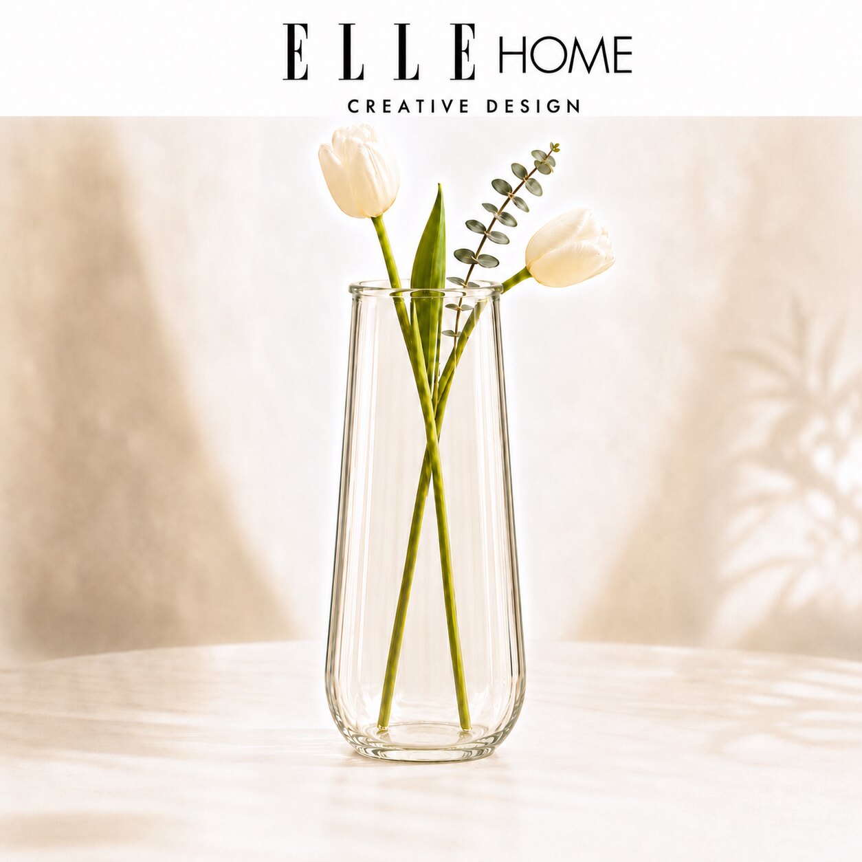 ELLE'S 轻奢高级感透明条纹玻璃花瓶插花水养现代简约装饰摆件图片