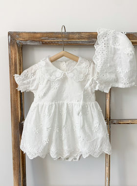 2026夏季韩版短袖花边女童爬服婴儿连体哈衣裙可爱婴幼童哈衣裙