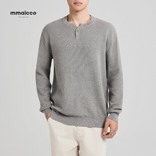 针织衫 墨麦客男装 简约休闲男士 新款 外套 一粒扣圆领毛衣男2025秋季
