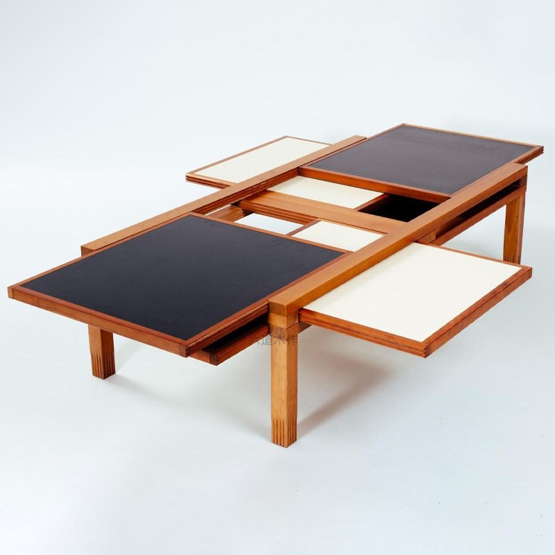 樱桃木抽拉丹麦中古风加长茶几