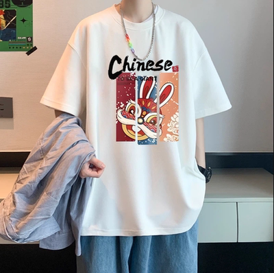 潮牌2026外贸字母短袖T恤男士夏季宽松大码体恤痞帅美式情侣上衣