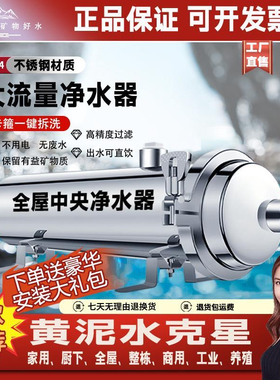 全屋家用净水器家用直饮井水自来水总管道大流量前置不锈钢净水器