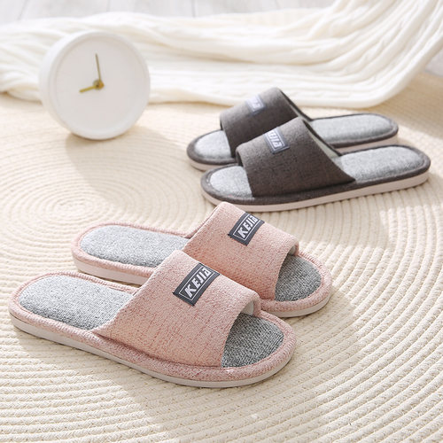 亚麻布拖鞋女家居家用卧室内吸汗