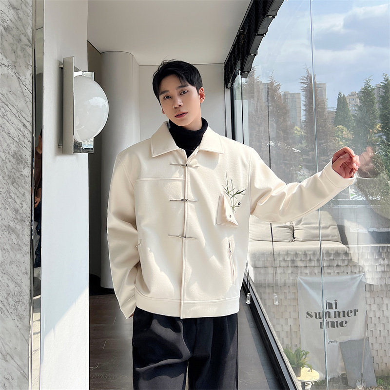 新中式毛呢夹克翠竹绣花上衣男P145,男装夹克,星座1009（原B233）