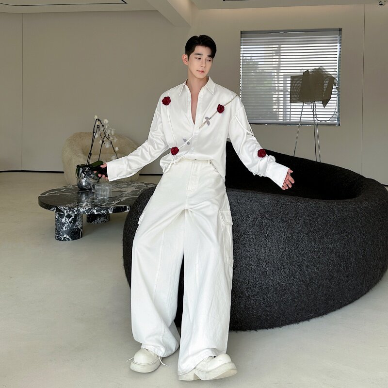 高级明星同款休闲宽松衬衫男P125,男装衬衫,星座1009（原B233）