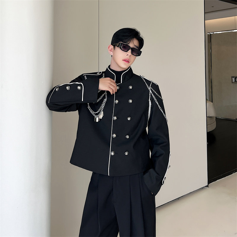 韩版权志龙明星同款立领中式小夹克偶像练习生多纽扣痞帅上衣P155,男装夹克,星座1009（原B233）