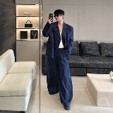 设计感小众高级感条纹时尚西装套装男P185，男装西服套装，星座1009（原B233）