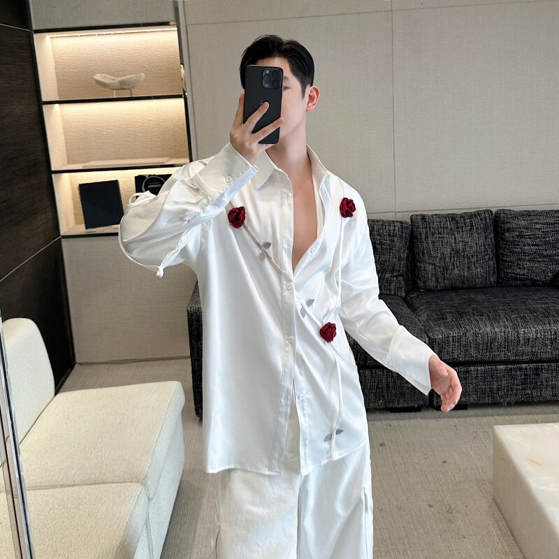 高级明星同款休闲宽松衬衫男P125,男装衬衫,星座1009（原B233）