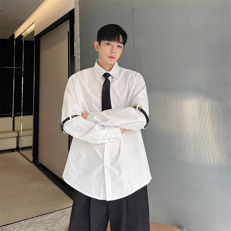 韩版高级感英伦男士衬衫袖箍调节设计发型师夜店舞台痞帅上衣P90,男装衬衫,星座1009（原B233）