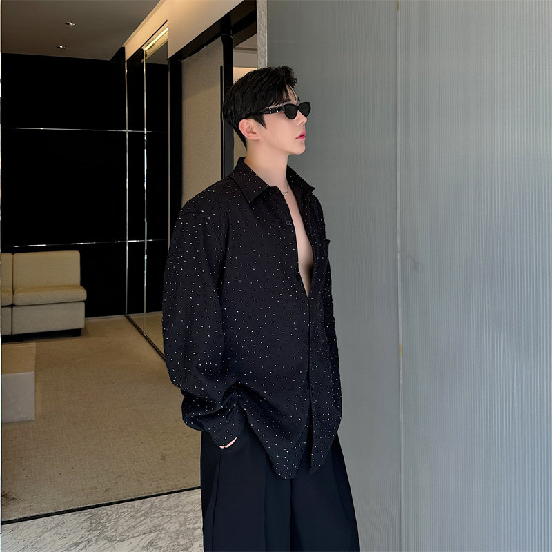 网红风满钻工艺衬衫男P85,男装衬衫,星座1009（原B233）