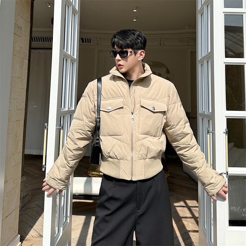 韩版时尚袖口拉链装饰短款网红机车小棉衣P165,男装棉衣,星座1009（原B233）