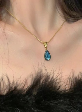 高级感小众蓝色海洋水晶项链