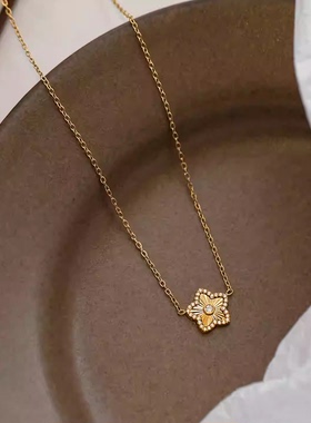 放射小星星锆石项链女金色吊坠
