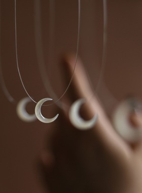 女隐形鱼线贝壳月亮月牙项链