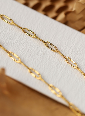 叠戴压花链条项链锁骨链不掉色