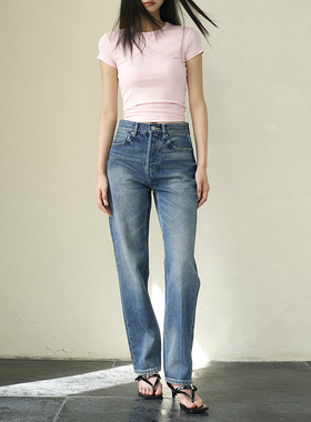 GUS窄版直筒排扣牛仔裤 土耳其进口面料酵洗工艺复古全棉无弹质感