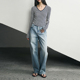 酵洗石磨做旧工艺 女 GUS土耳其进口面料窄版 高腰直筒阔腿牛仔裤