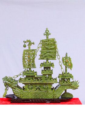 60厘米双头精工一帆风顺现代玉雕