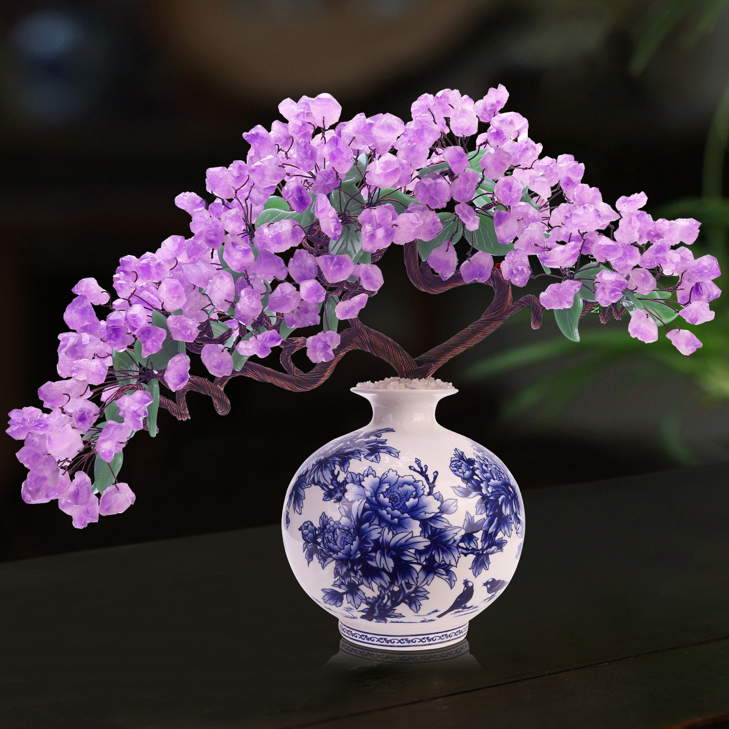 天然紫水晶装饰品玄关茶几电视柜床头柜餐桌轻奢中国风桌面玉摆件