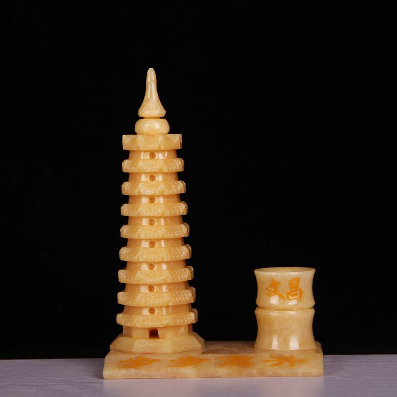天然笔筒文昌塔摆件工艺品