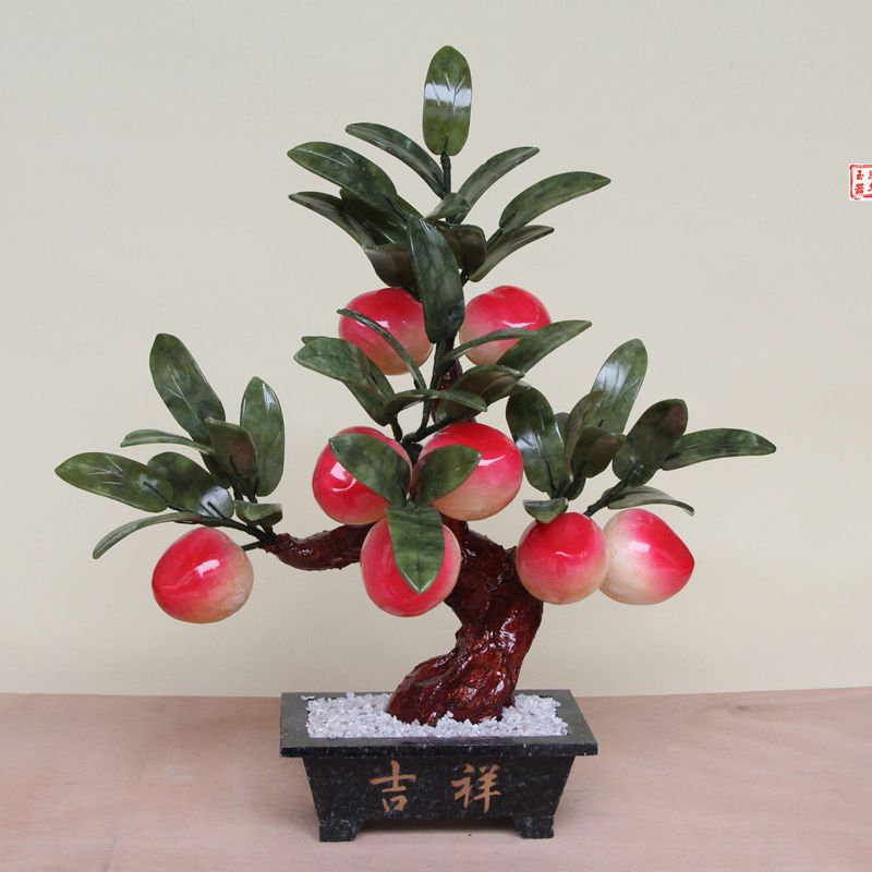 工艺特大桃子树摆件客厅玉石盆景