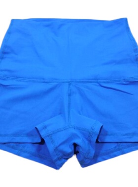 F171弹力透气速干健身裤女速干跑步防走光运动短裤宝蓝色高腰短裤