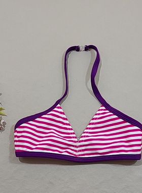 F569外贸原单高品质时尚条纹女童款三角杯泳衣特价