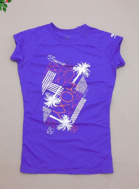 R01澳洲大牌 成人款女短袖紫色印花冲浪 速干 防晒衣紧身衣