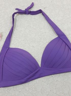 F274外贸原单高品质时尚紫色三角杯小胸聚拢款中腰包臀比基尼泳衣