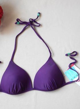 F323欧美原单高品质时尚紫色固定膜杯小胸聚拢款比基尼泳衣