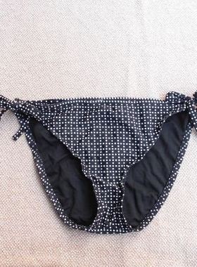 F260外贸原单高品质时尚黑色波点三角包臀系带性感比基尼泳裤