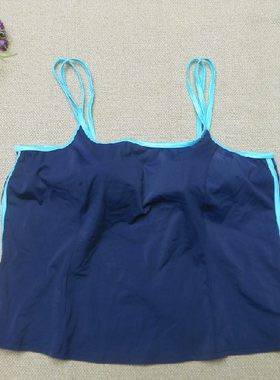 F136外贸原单高品质深蓝色遮肚显瘦钢圈聚拢大尺码分体泳衣特价