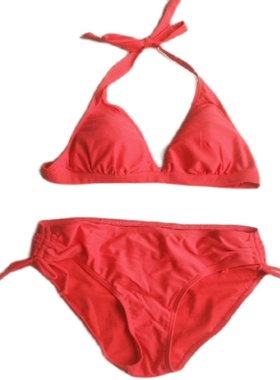 F167外贸泳衣女红色三角杯小胸聚拢性感度假沙滩比基尼泳装