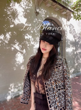 La Blanche【赫本再现】黑色网纱Dio*r英伦复古时尚报童帽贝雷帽