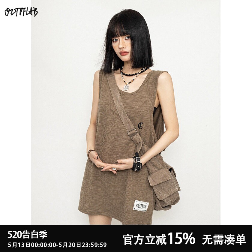 OCTTFLAB/美式简约宽松背心休闲女夏外穿无袖上衣T恤女外穿吊带潮