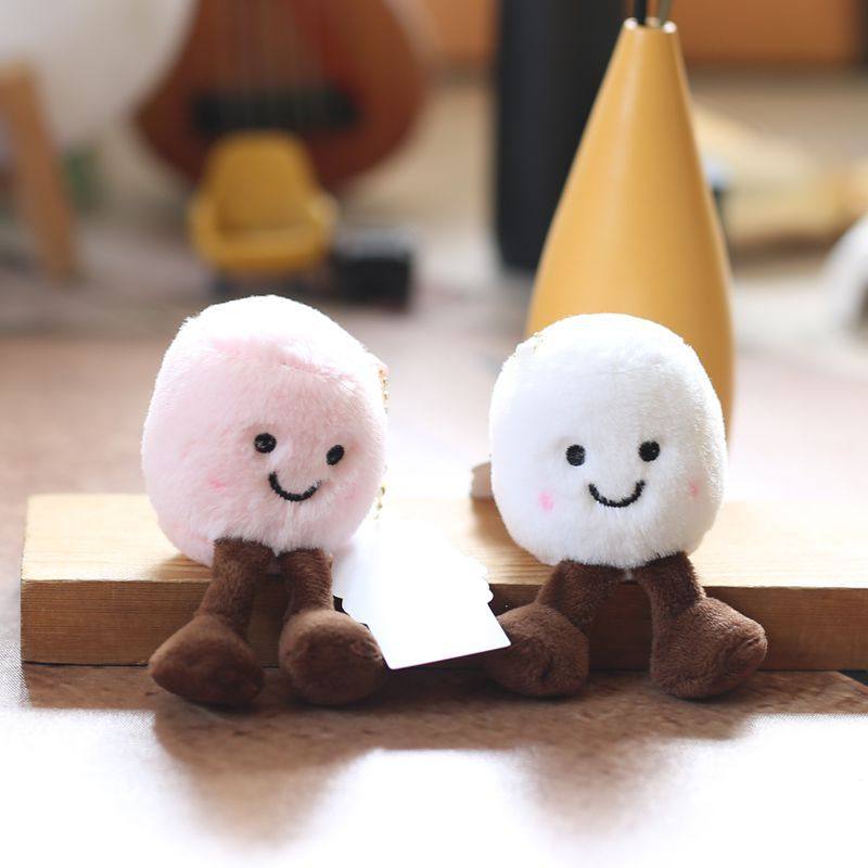 网红可爱萌棉花糖挂件毛绒玩具公仔笑脸趣味包包挂饰钥匙扣娃娃