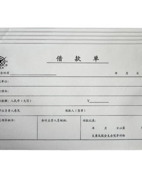 成文厚D304-107 借款单 增票大小借条借据报销单记账借款单手写财务单据 240x140mm 借款单