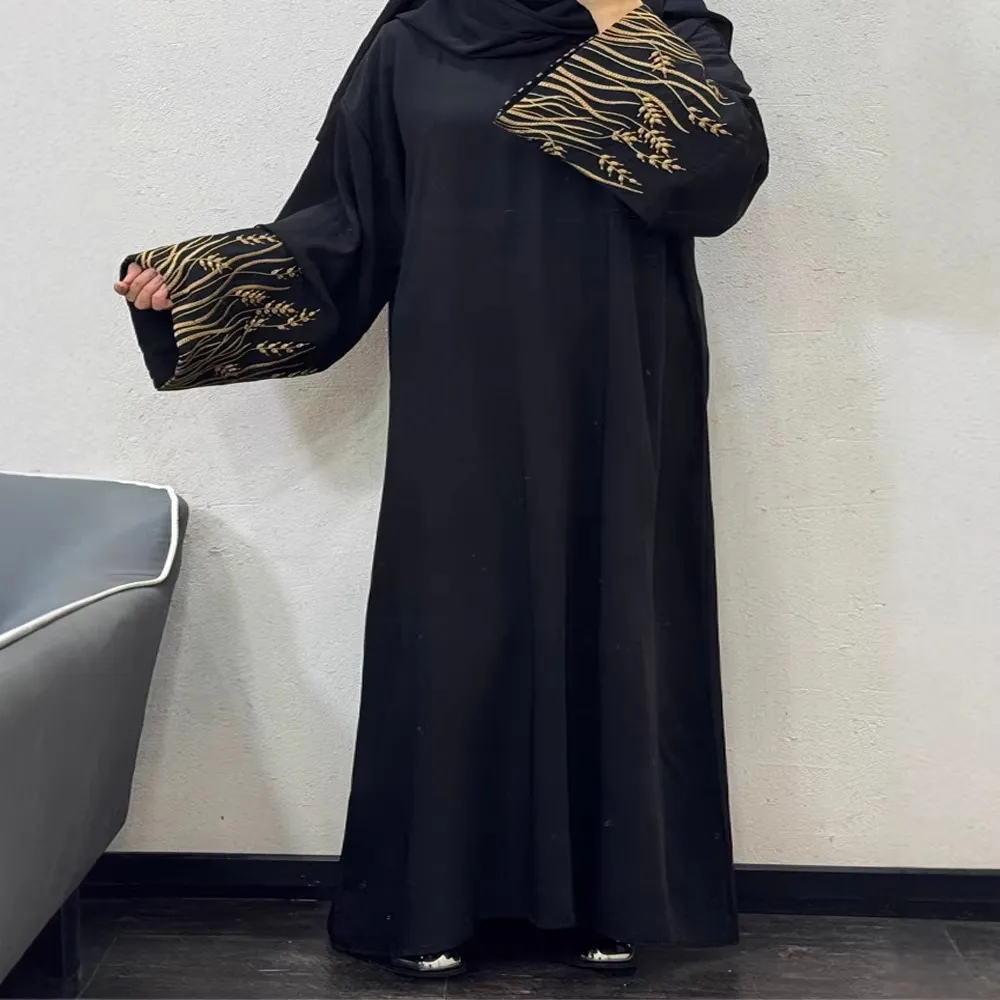 F430外贸跨境迪拜风女装 刺绣绣花长款开衫 时尚长裙现货