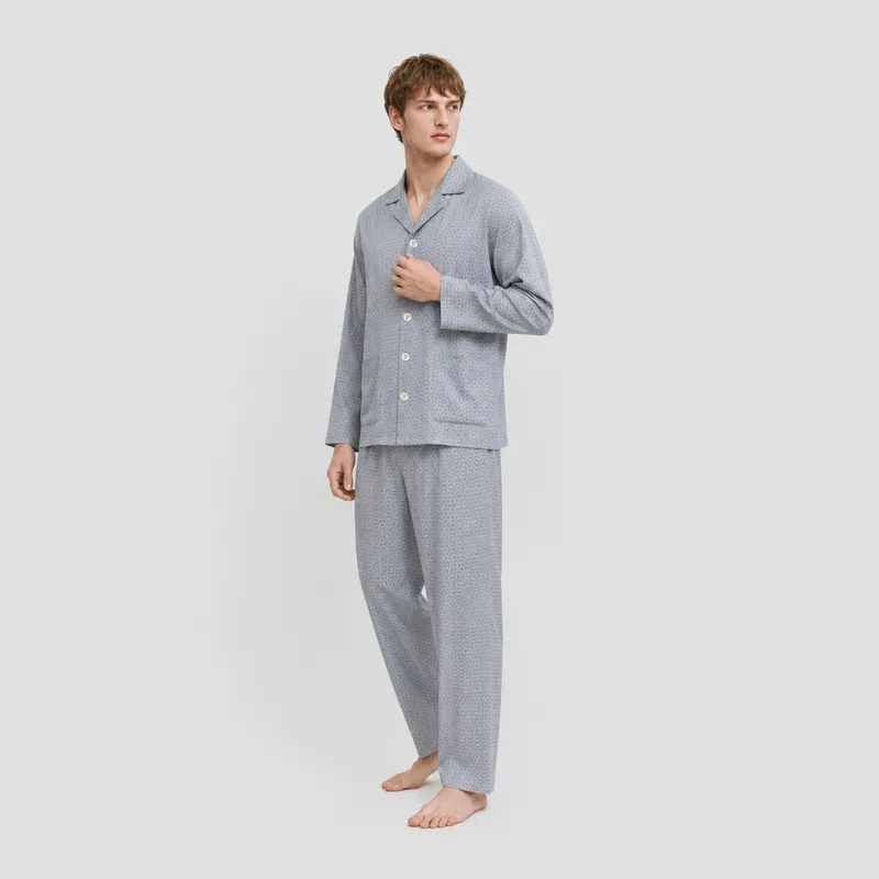 男士长袖长裤睡衣套装竹纤维家居服舒适透气印花休闲两件套TZ4379