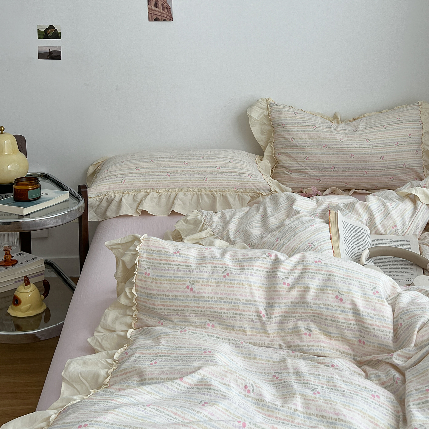 A类韩式花边纯棉四件套