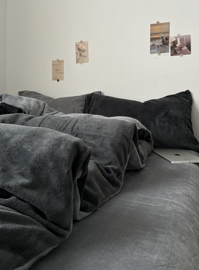 加厚四件套床上用品牛奶绒被套床单床笠双面绒被罩加绒宿舍三件套