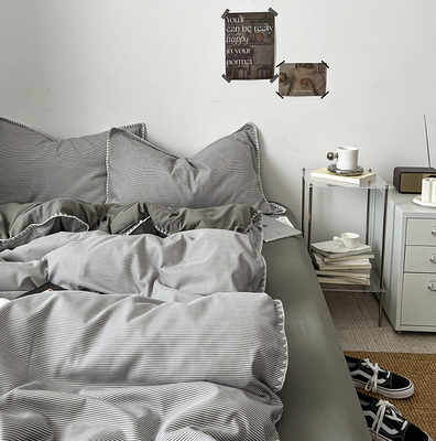 双层纱水洗棉麻四件套美式碎花